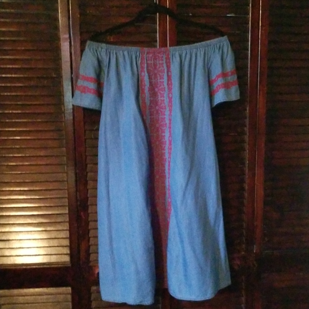 Denim off the shoulder dress